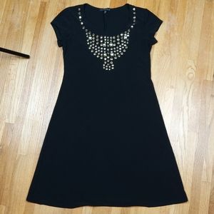 Tiana B. Scoop Neck Cap Sleeve Black Mini Dress